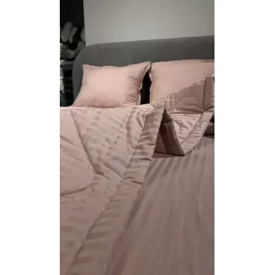 Комплект с одеялами DonCotton "Stripe Sateen" (пудра), семейный