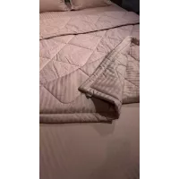 Комплект с одеялами DonCotton "Stripe Sateen" (пудра), семейный