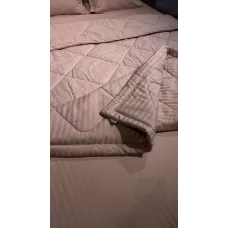 Комплект с одеялами DonCotton "Stripe Sateen" (пудра), семейный