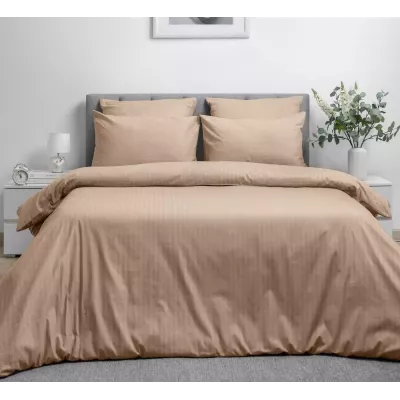 Комплект постельного белья Волшебная ночь Stripe "Caramel mousse", евро