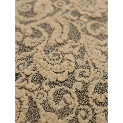 Чехол на угловой диван с оборкой Жаккард светло-бежевый