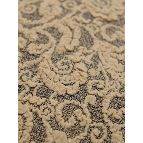 Чехол на угловой диван с оборкой Жаккард кофе