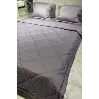 Комплект с одеялом DonCotton "Stripe Sateen " (мокрый асфальт), семейный