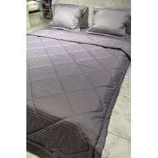 Комплект с одеялом DonCotton "Stripe Sateen " (мокрый асфальт), семейный