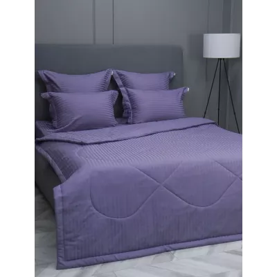 Комплект с одеялом KAZANOV.A Stripe Cotton "Hotel" (аметист платина), евро