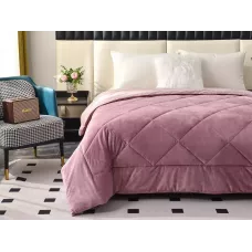 Двустороннее одеяло полуторное Sofi De Marko «Монако» лиловый (велюр-сатин) 160х220