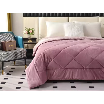 Двустороннее одеяло полуторное Sofi De Marko «Монако» лиловый (велюр-сатин) 160х220