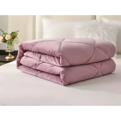 Двустороннее одеяло полуторное Sofi De Marko «Монако» лиловый (велюр-сатин) 160х220