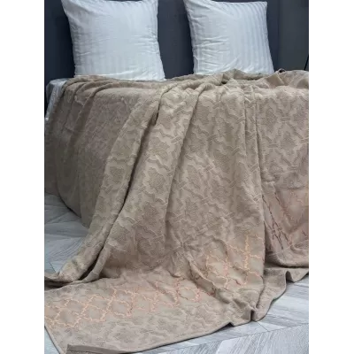 Махровое покрывало Karteks "Venesia" жаккард (бежевый), 160х220