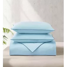 Комплект постельного белья Karteks "Сатин однотонный с кантом" (голубой) HK-06, двуспальный