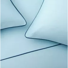 Комплект постельного белья Karteks "Сатин однотонный с кантом" (голубой) HK-06, двуспальный