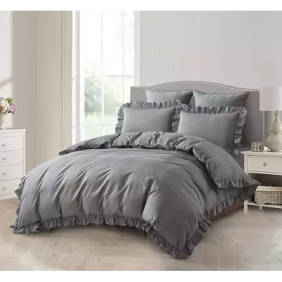 Комплект постельного белья Karteks "Вареный жаккард с рюшей" VJ-05, двухспальный