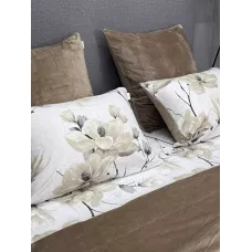 Комплект с одеялами KAZANOV.A “Азалия” латте (хлопок-велюр), семейный