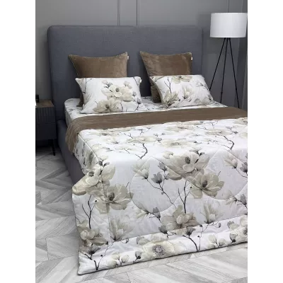 Комплект с одеялами KAZANOV.A “Азалия” латте (хлопок-велюр), семейный