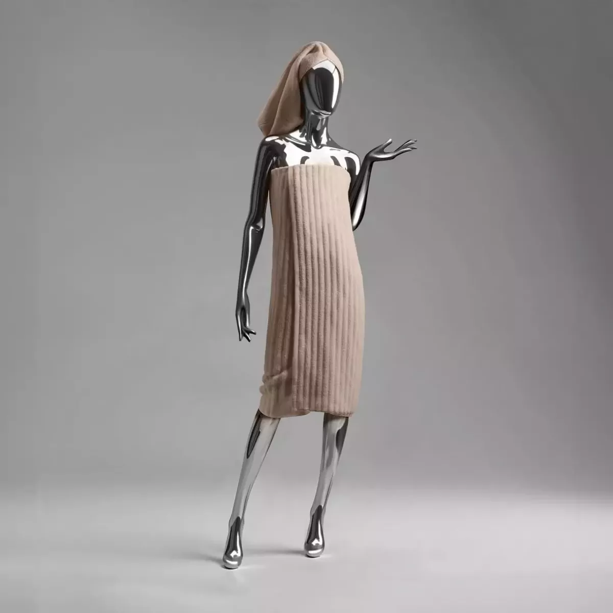 Махровое банное полотенце Soft Silver "Wave Tactile" (Песчаный берег), 70х140