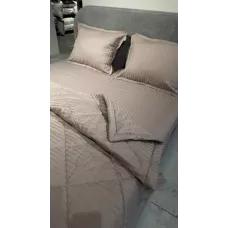 Комплект с одеялами DonCotton "Stripe Sateen" (мокко), семейный