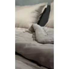 Комплект с одеялами DonCotton "Stripe Sateen" (мокко), семейный