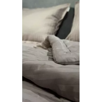 Комплект с одеялами DonCotton "Stripe Sateen" (мокко), семейный