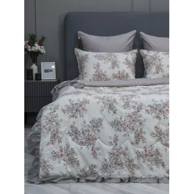 Комплект с одеялом KAZANOV.A Corsica Village "Бетти" жемчуг капучино (премиум хлопок), евро