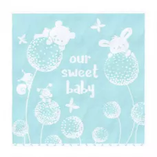 Полотенце махровое детское Облачко "Our sweet baby" (нежно-бирюзовый/белый), 100х100