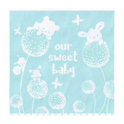 Полотенце махровое детское Облачко "Our sweet baby" (нежно-бирюзовый/белый), 100х100