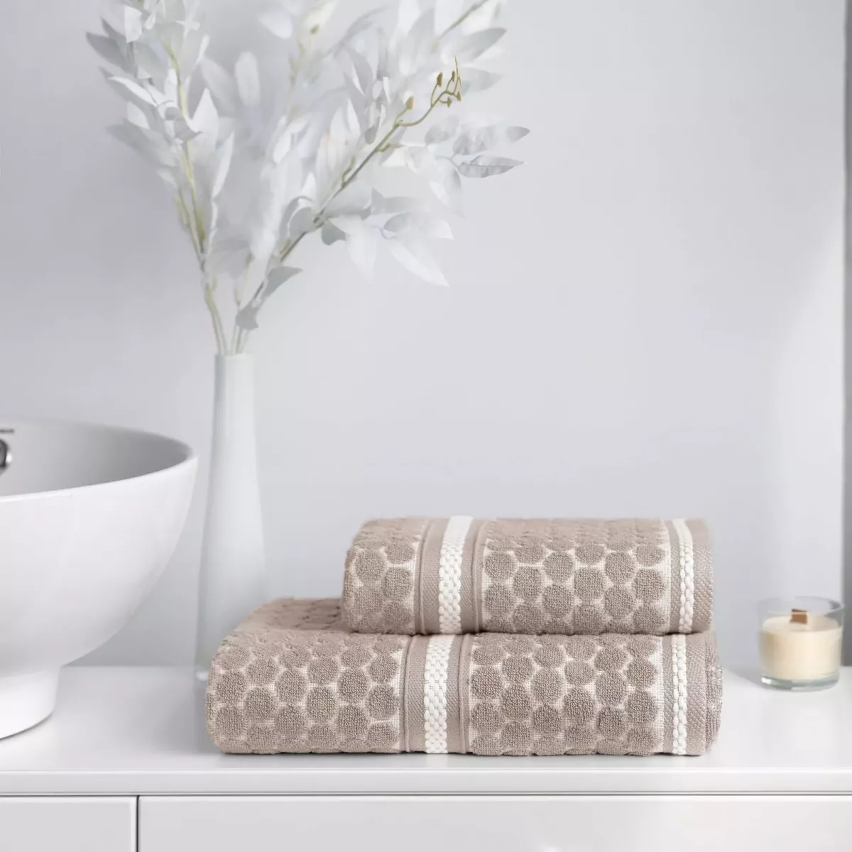 Набор полотенец Verossa "Dots tactille" Кофе/Белый, 50х90 и 70х140