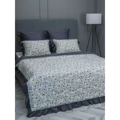 Комплект с одеялом KAZANOV.A Corsica Village "Бовари" жемчуг графит (премиум хлопок), евро