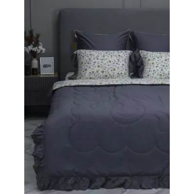 Комплект с одеялом KAZANOV.A Corsica Village "Бовари" жемчуг графит (премиум хлопок), евро