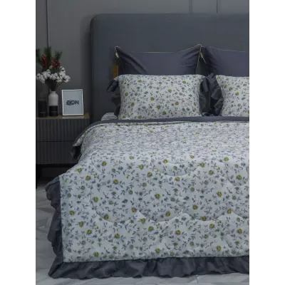 Комплект с одеялом KAZANOV.A Corsica Village "Бовари" жемчуг графит (премиум хлопок), евро