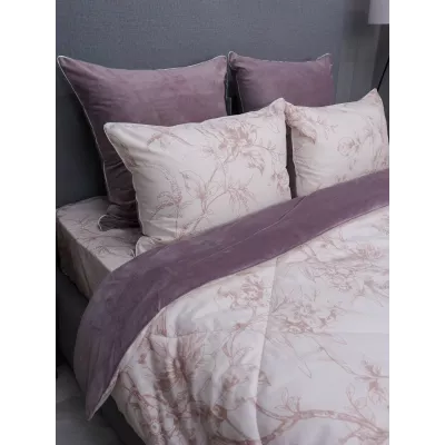 Комплект с одеялами KAZANOV.A “Нора” пудра жемчуг (хлопок-велюр), семейный