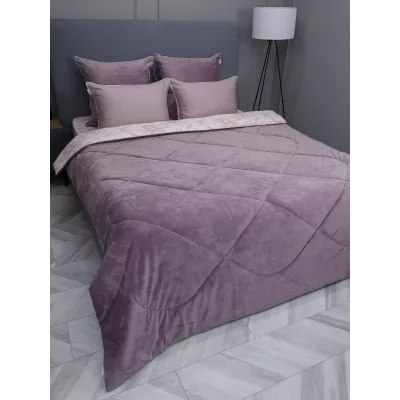 Комплект с одеялами KAZANOV.A “Нора” пудра жемчуг (хлопок-велюр), семейный