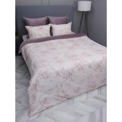 Комплект с одеялами KAZANOV.A “Нора” пудра жемчуг (хлопок-велюр), семейный