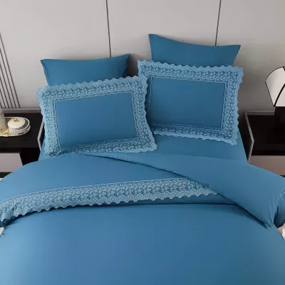 Комплект постельного белья Karteks "Вареный хлопок с шитьем" PSH 05, евро