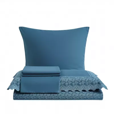 Комплект постельного белья Karteks "Вареный хлопок с шитьем" PSH 05, евро