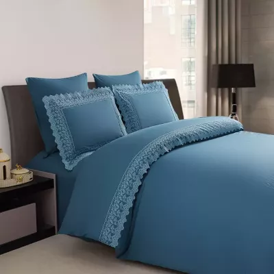 Комплект постельного белья Karteks "Вареный хлопок с шитьем" PSH 05, евро