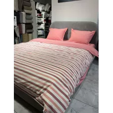 Комплект постельного белья DonCotton "Вареный хлопок" (полоса коралл), евро