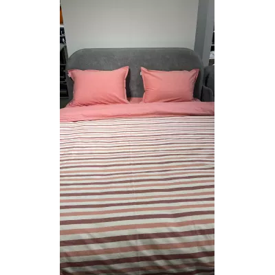 Комплект постельного белья DonCotton "Вареный хлопок" (полоса коралл), евро