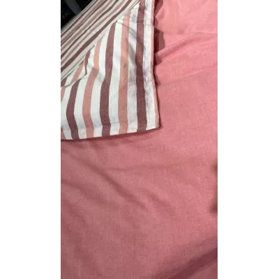 Комплект постельного белья DonCotton "Вареный хлопок" (полоса коралл), евро