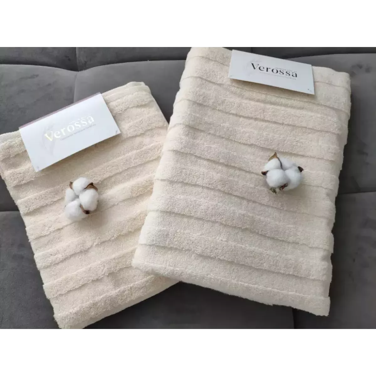 Махровое банное полотенце Verossa “Stripe” (экрю), 70х140