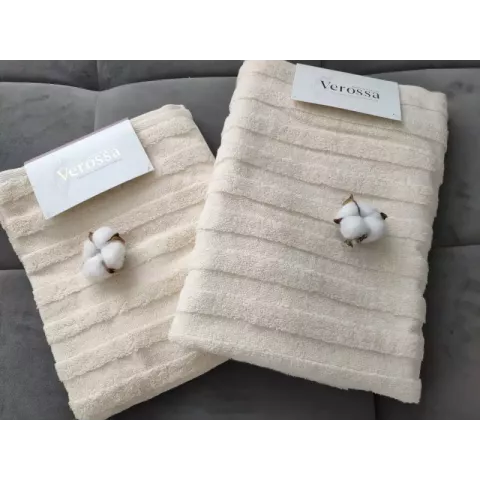 Махровое банное полотенце Verossa “Stripe” (экрю), 70х140