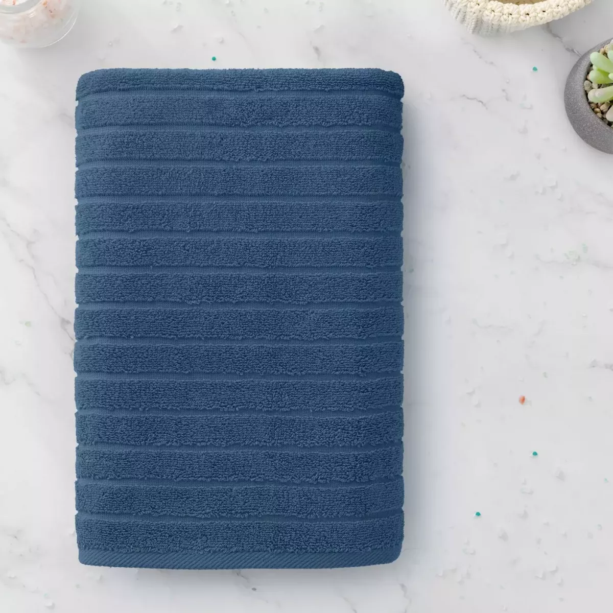 Махровое банное полотенце Волшебная ночь ”Wave” (темно-лазурный), 70х140