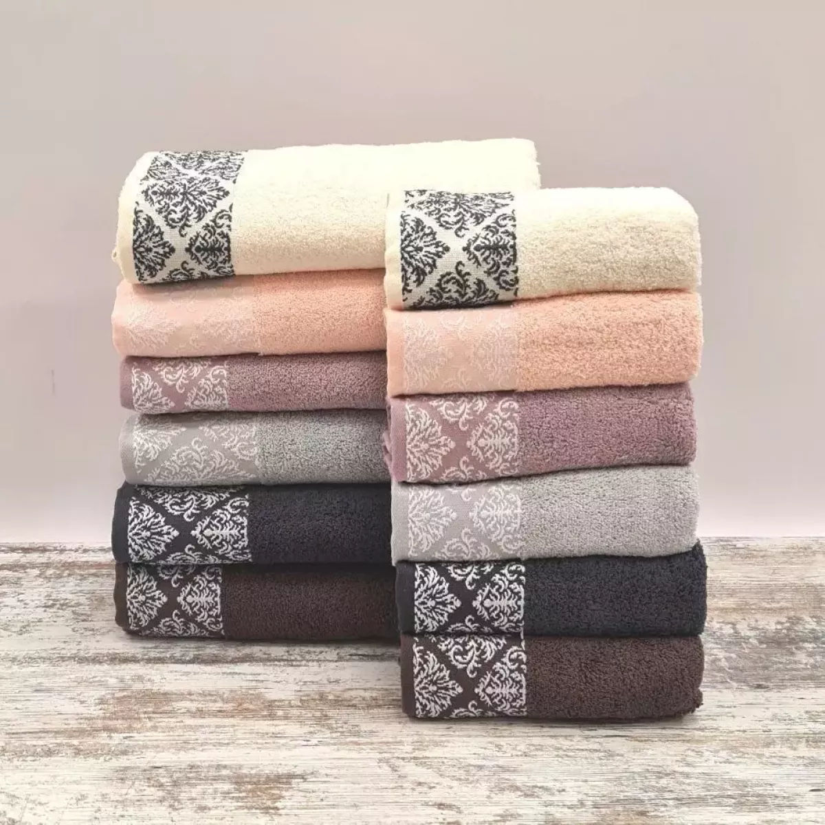 Махровое полотенце Karteks “DAMASK” 06 (кремовый), 50×90