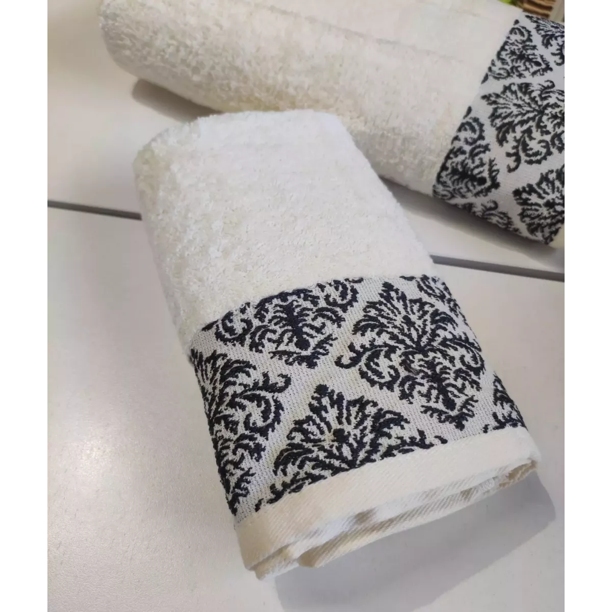 Махровое полотенце Karteks “DAMASK” 06 (кремовый), 50×90