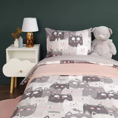 Комплект постельного белья Siberia Home “Котята” (серый), 1.5 спальный
