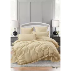 Комплект постельного белья Karteks "Вареный жаккард с рюшей" VJ-01, евро