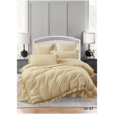 Комплект постельного белья Karteks "Вареный жаккард с рюшей" VJ-01, евро