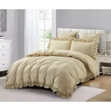 Комплект постельного белья Karteks "Вареный жаккард с рюшей" VJ-01, евро