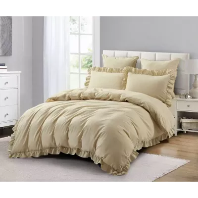 Комплект постельного белья Karteks "Вареный жаккард с рюшей" VJ-01, евро