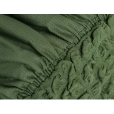 Чехол на прямой трехместный диван и два кресла с оборкой зеленый