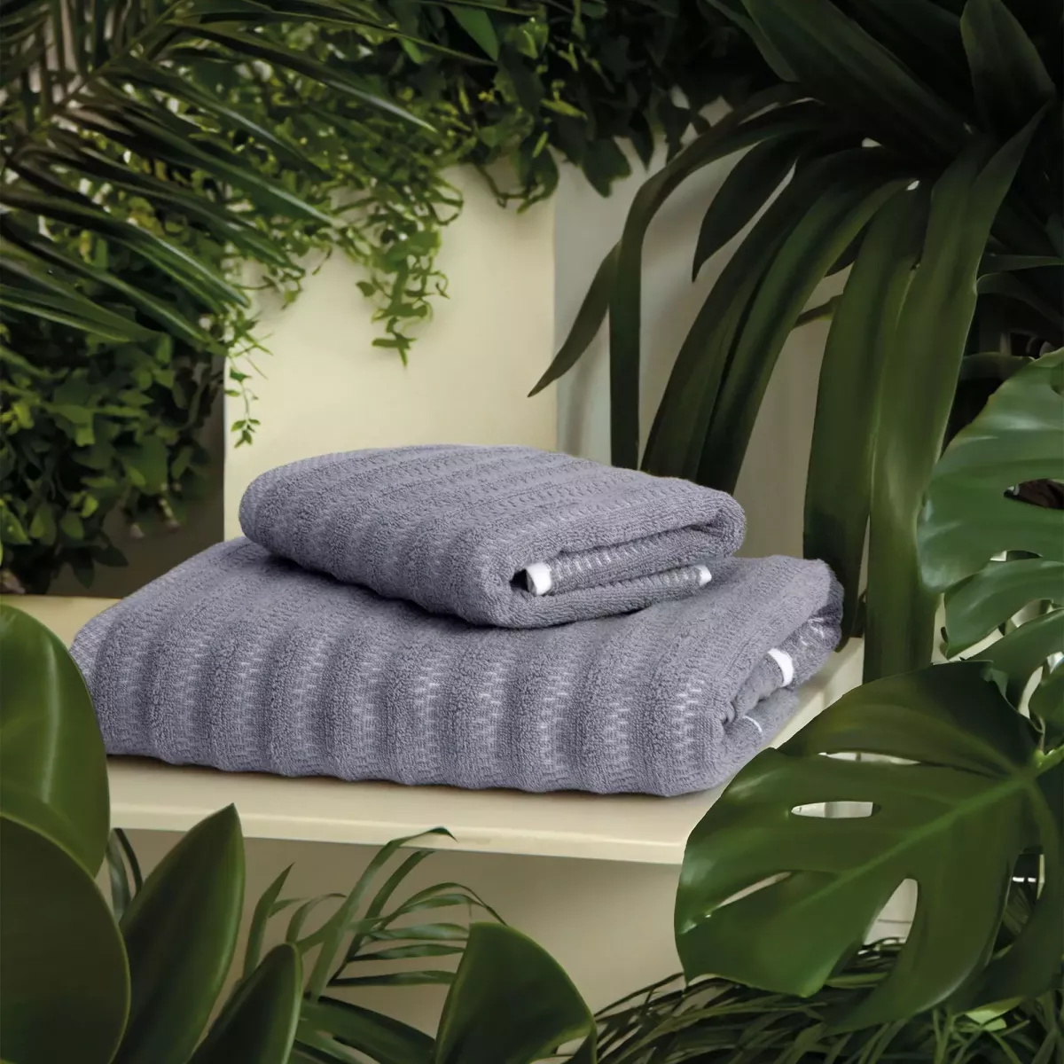 Махровое банное полотенце Verossa “Wave&pixels” (графит/белый), 70х140